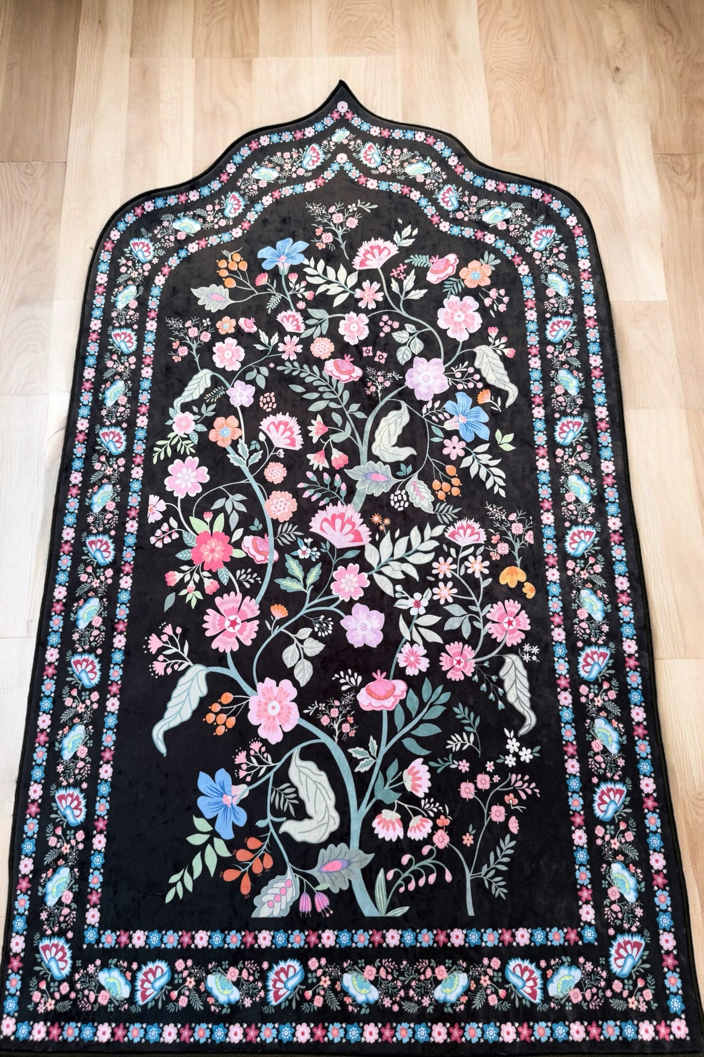 Floral Ice Velvet Padded Prayer Mats Quality Prayer Rugs
