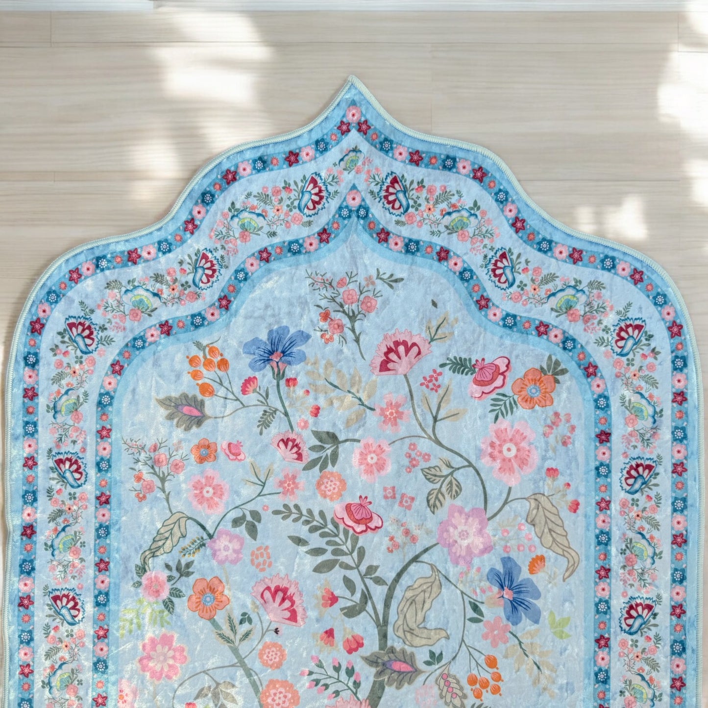 Floral Ice Velvet Padded Prayer Mats Quality Prayer Rugs