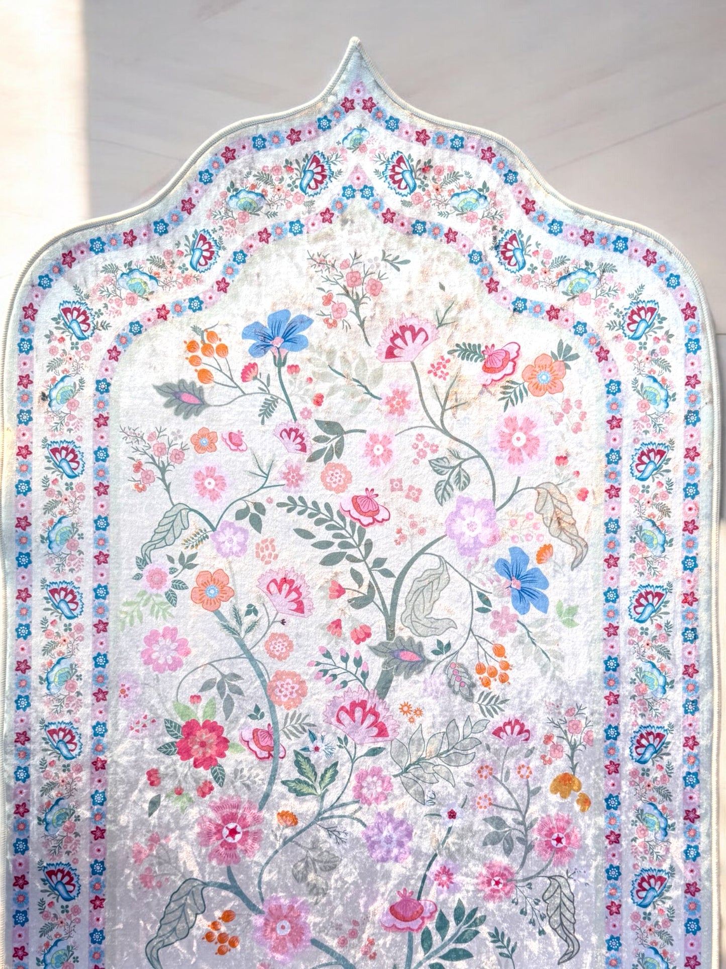 Floral Ice Velvet Padded Prayer Mats Quality Prayer Rugs