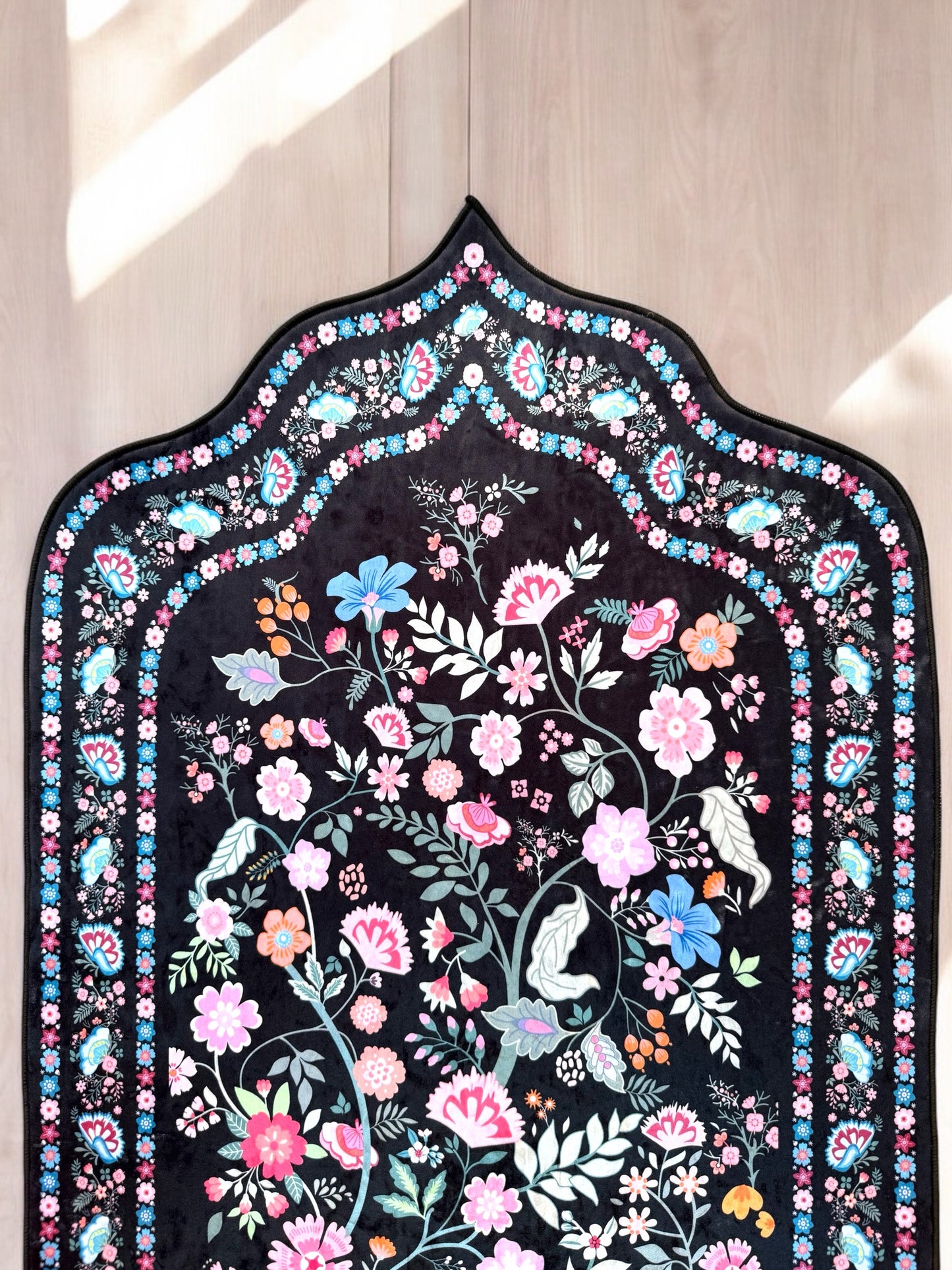 Floral Ice Velvet Padded Prayer Mats Quality Prayer Rugs